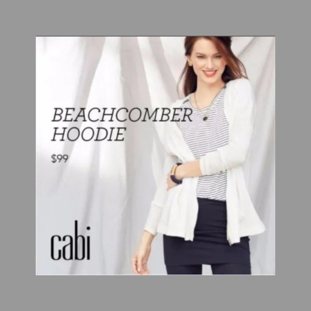 CAbi Beachcomber Hoodie Full Zip Long Sleeve White Sz XXS #5137 EUC